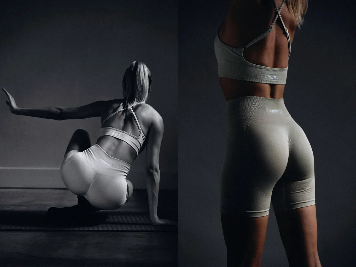Close-up of Vigorv activewear showing fabric texture and fit